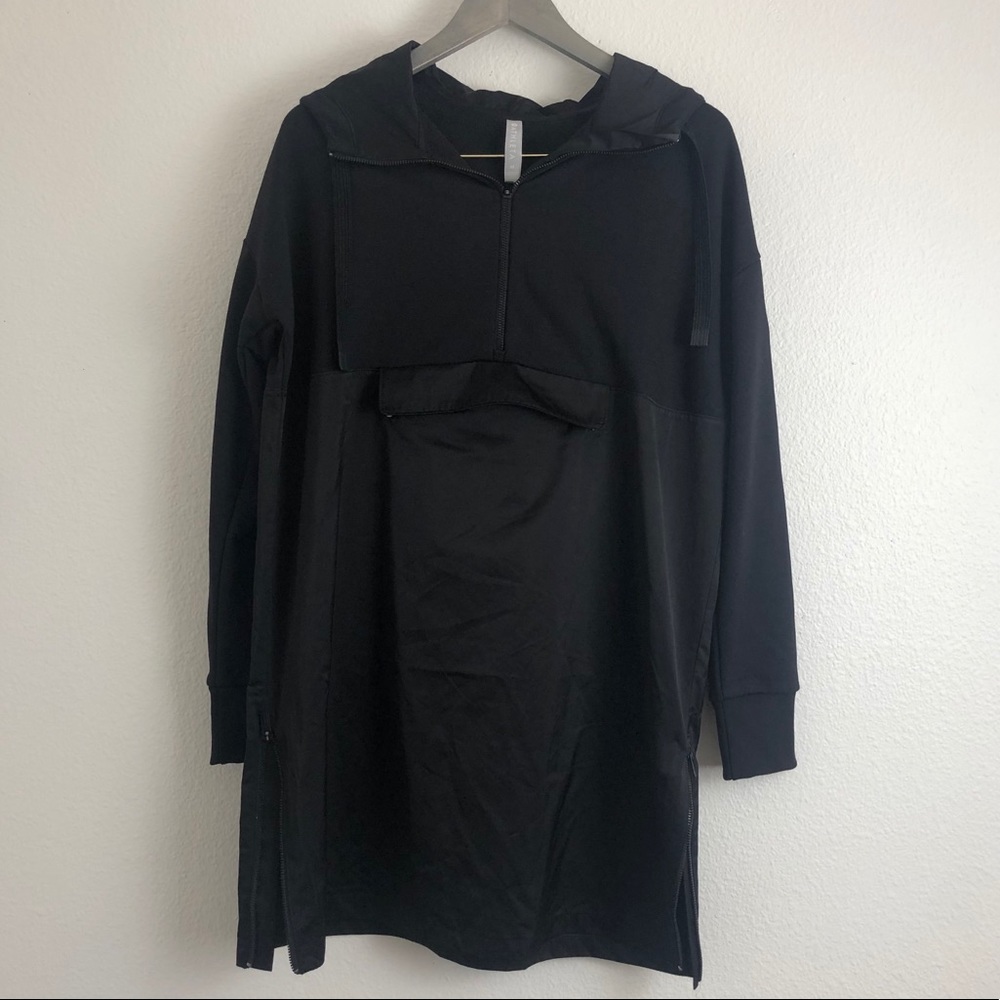 Athleta long black sweater dress with front pouch